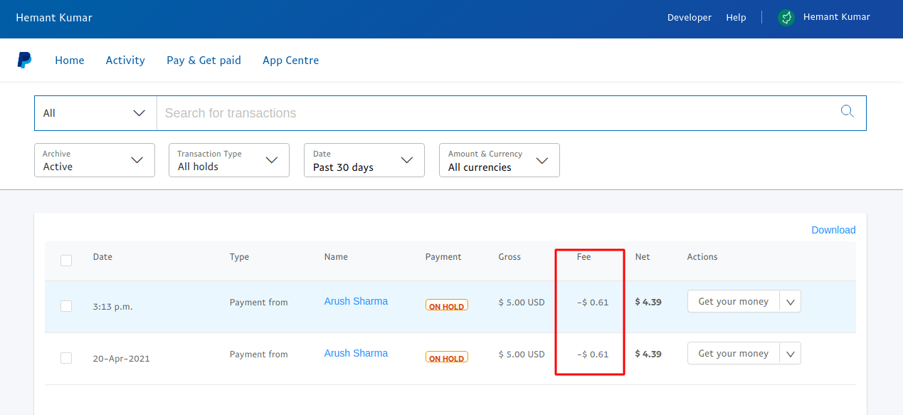 PayPal Processing Fees